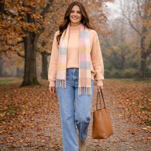 Vintage Sag Harbor Pastel Pale Pink Long Sleeve Mock Neck Sweater Size Medium